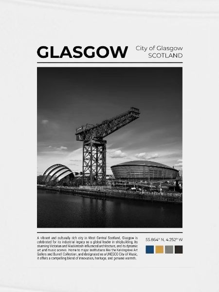Glasgow Waterfront in Schwarzweiß