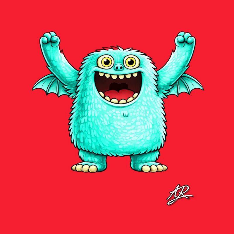 Monstre turquoise joyeux