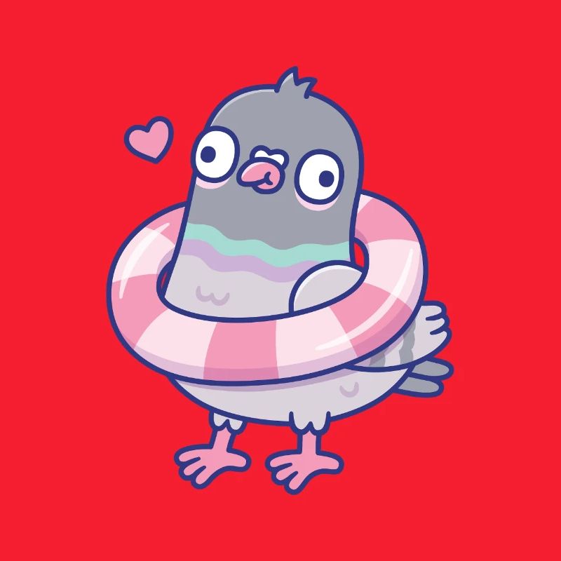 Funny Derpy Pigeon With Pool Float Around Its Neck