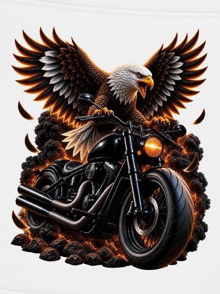 Adler auf Cruiser-Motorrad