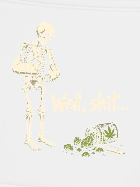 Skelett mit Cannabis-Spruch
