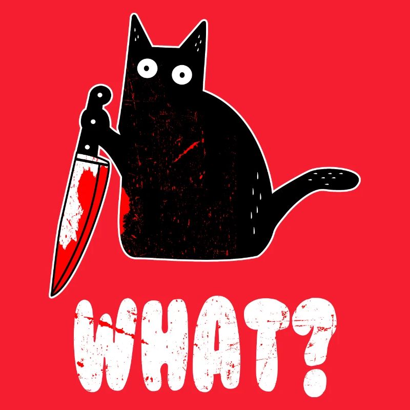 What? - cat murder with knife - horror cat hallowe