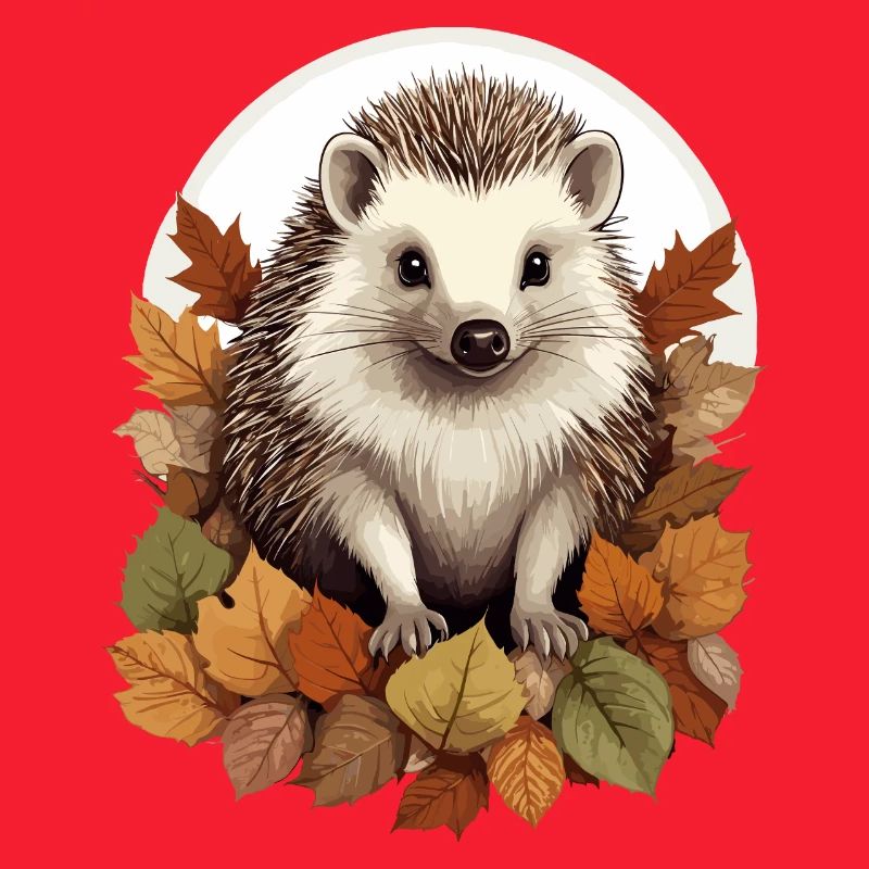 Hérisson mignon dans un tas de feuilles
