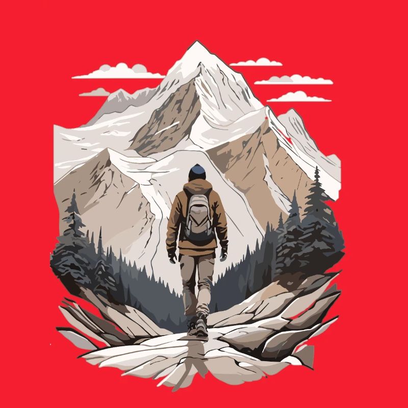 Randonneurs devant les sommets des montagnes