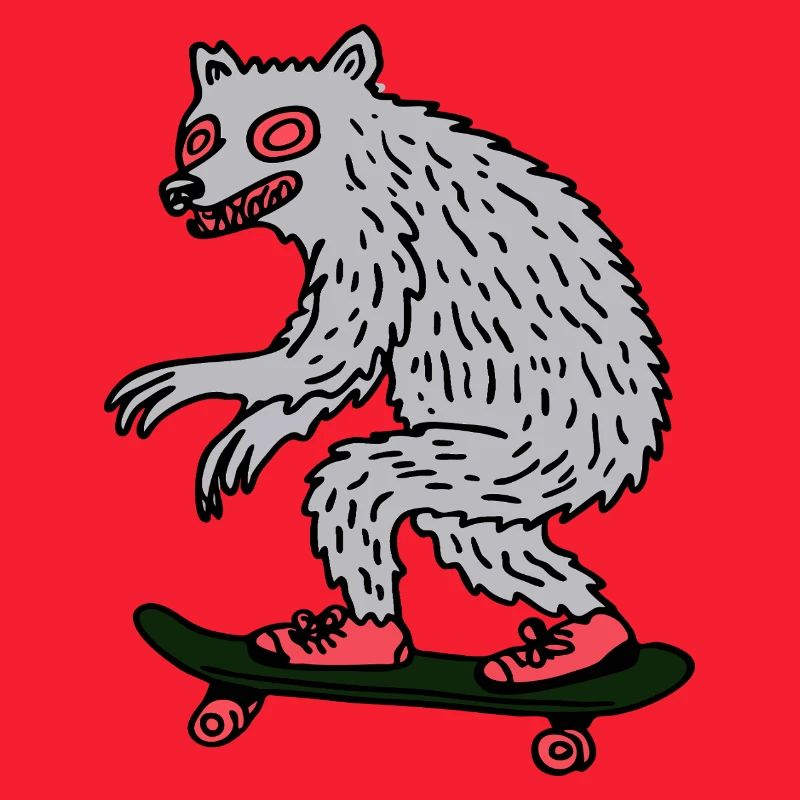 Mondschein-Werwolf-Skateboarder
