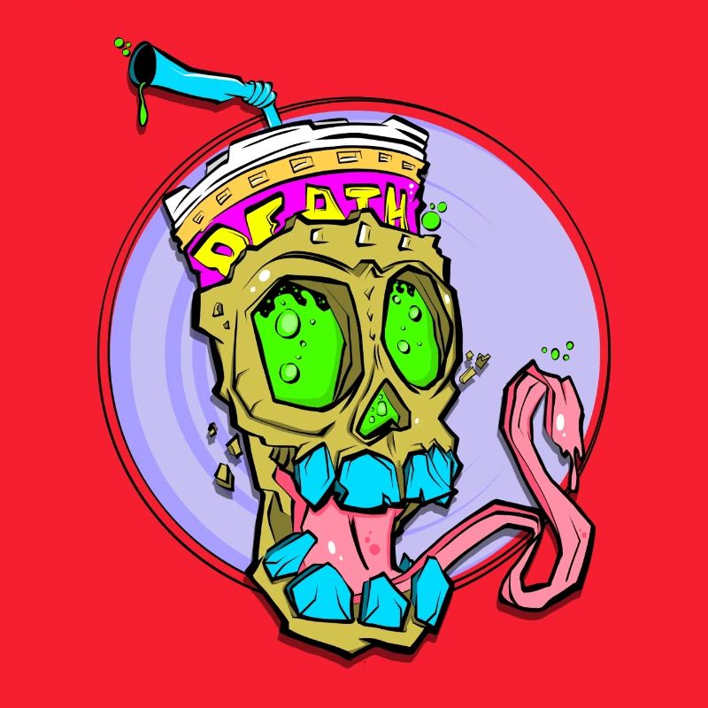 Neon Schädel mit Farbschock