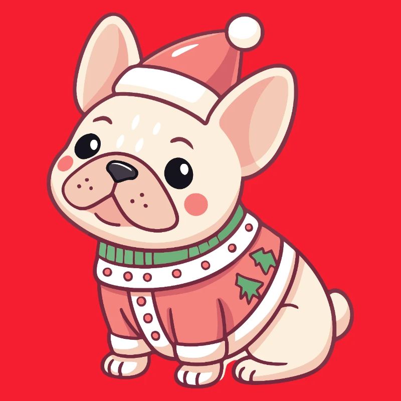 Chiot Noël en pull rouge