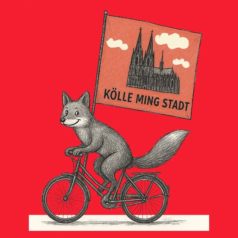 Cologne Fox on Bicycle