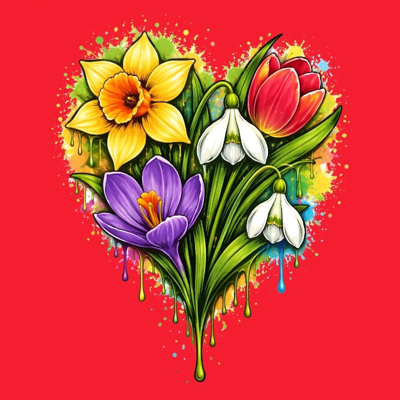 Fleurs de printemps colorées dans le style éclaboussure