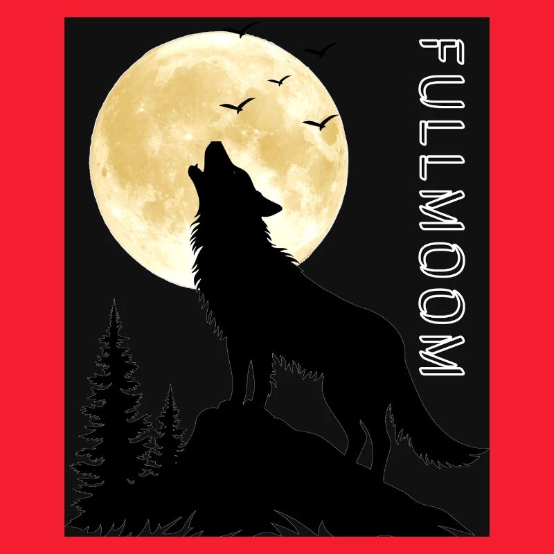 Wolf's howl under full moon