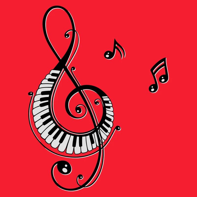 Clef avec des touches de piano et des notes