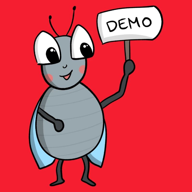 Fliege mit DEMO Schild