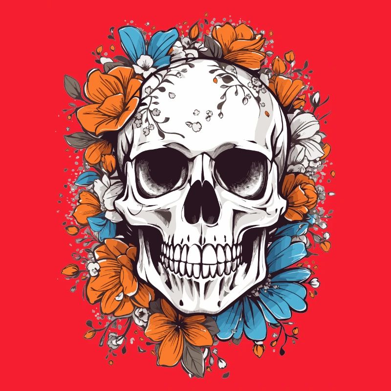 Crâne avec des fleurs