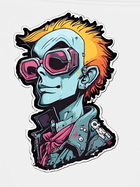 Blauer Punk mit Neon Goggles