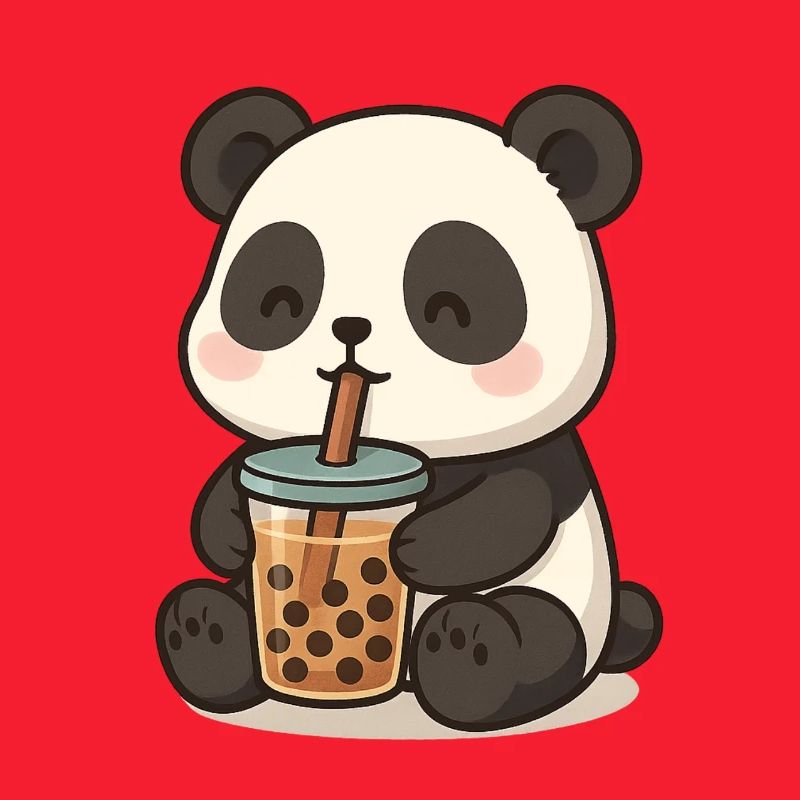 Pandabär mit Bubble Tea