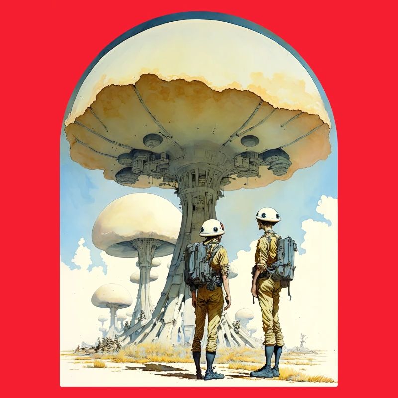 Mushroom Digital Space Art 70s