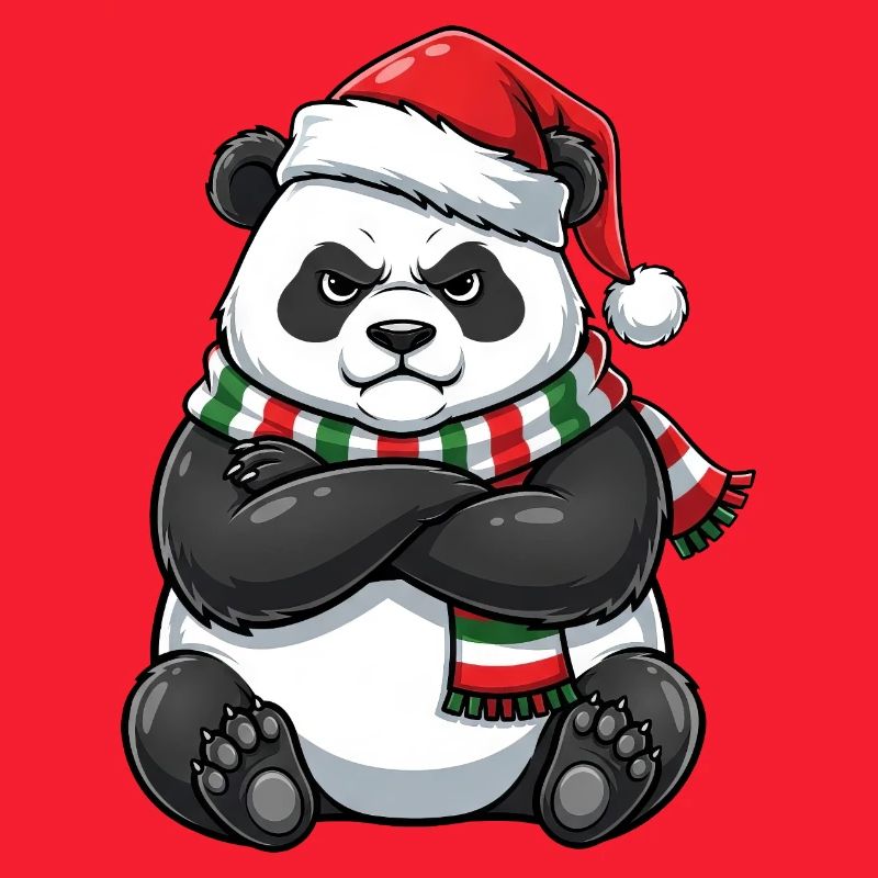 Grumpy Panda Santa Claus Hat