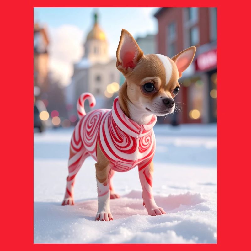 Chihuahua en pull tourbillon rouge