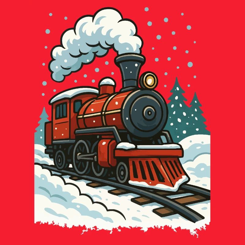 Winterliche Dampflok Comic