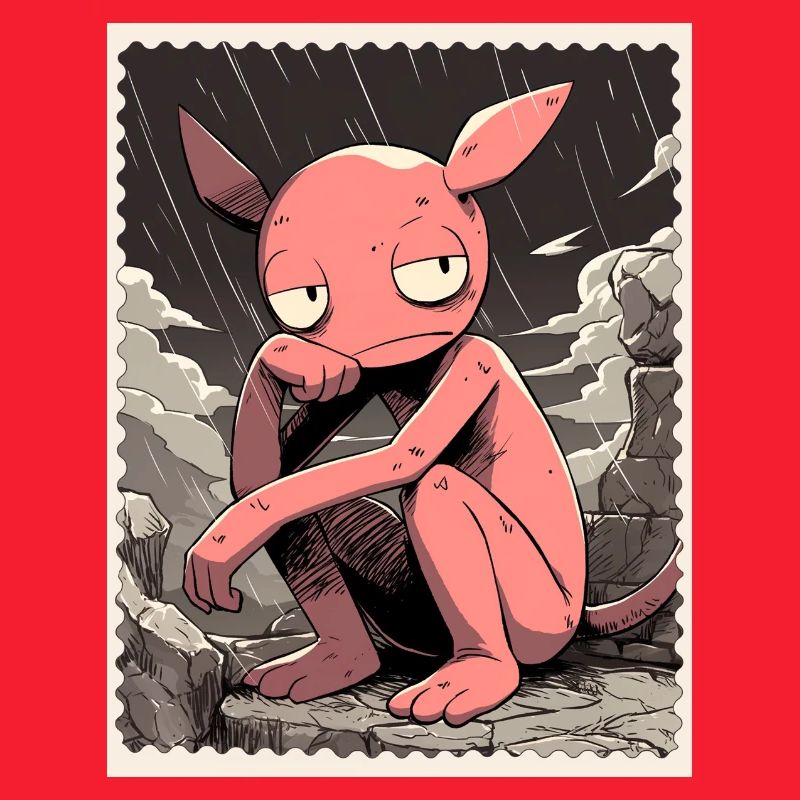 Pink Creature in the Rain