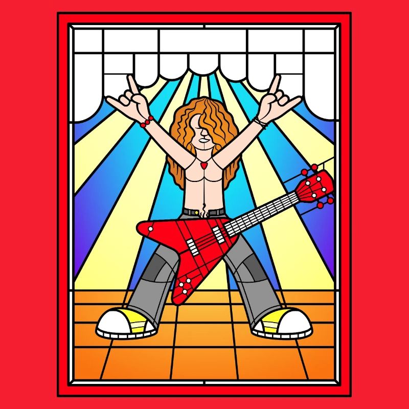 Buntglas-Rockgitarrist
