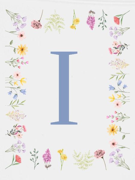 Florale Initial "I" Blumenmonogramm