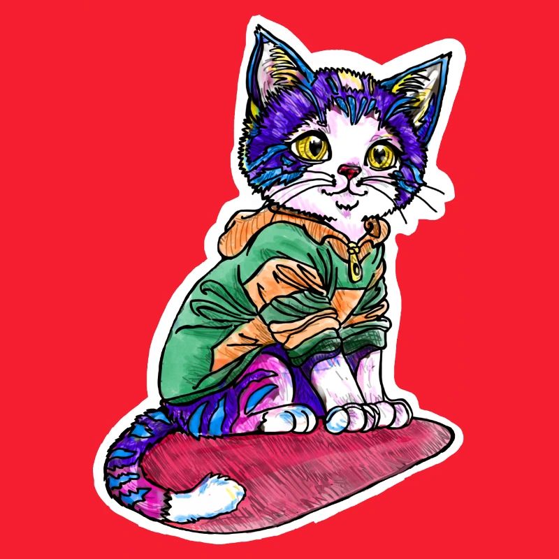 Chat en pull vert