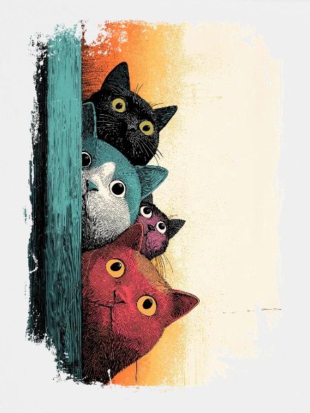 Neugierige Katzen bunt