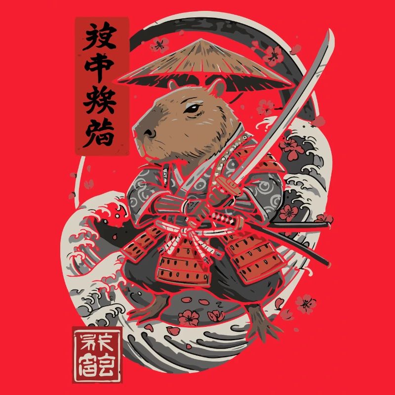 Samurai Capybara Combat Illustration