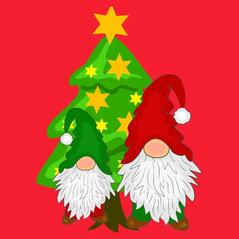 Gnome devant le sapin de Noël