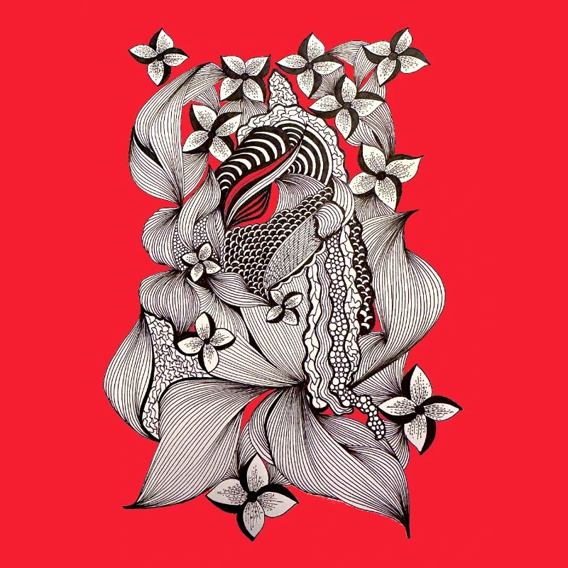 Zentangle Floral Pattern Black & White