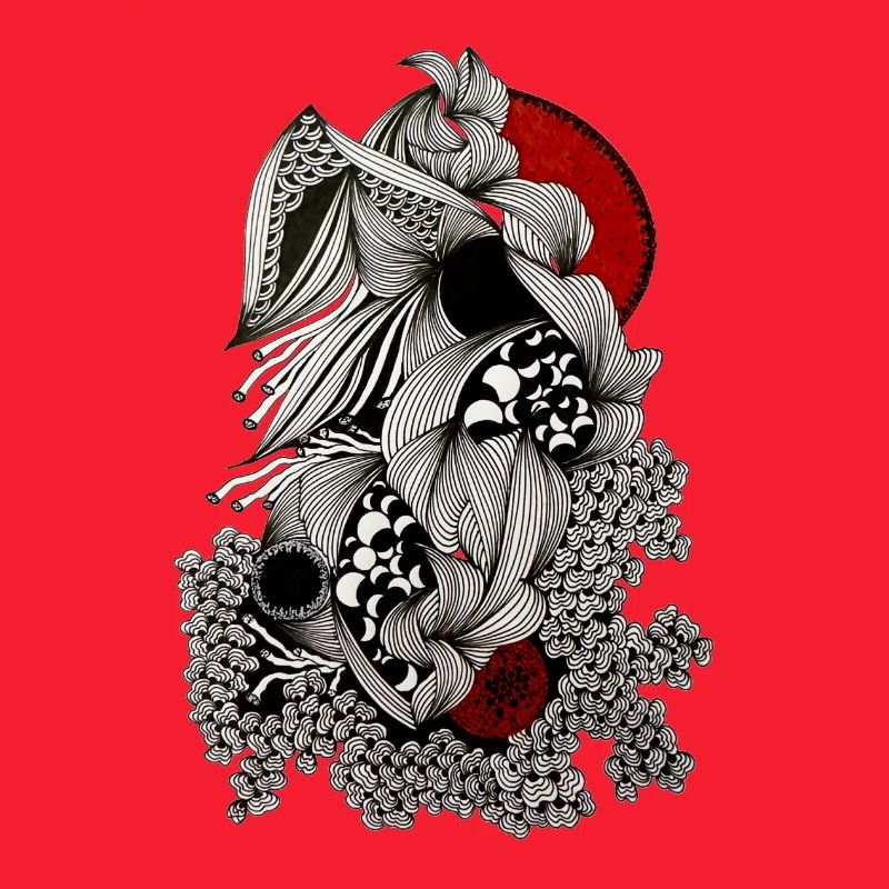 Cracked line skull with red accent