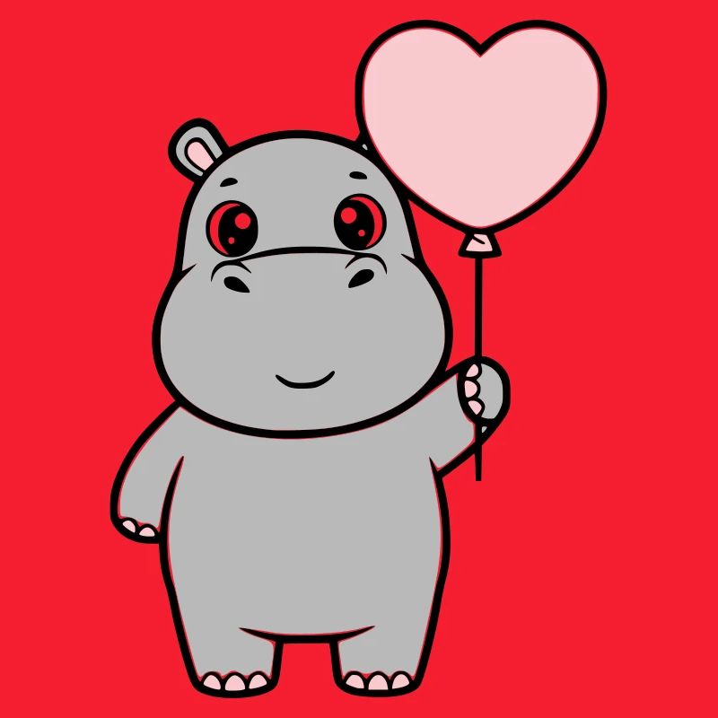 Süßes Nilpferd Herz Ballon Liebe