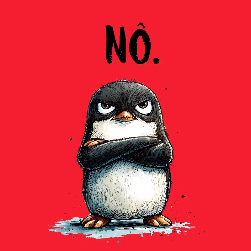 Grumpy Penguin Nope Statement Motif