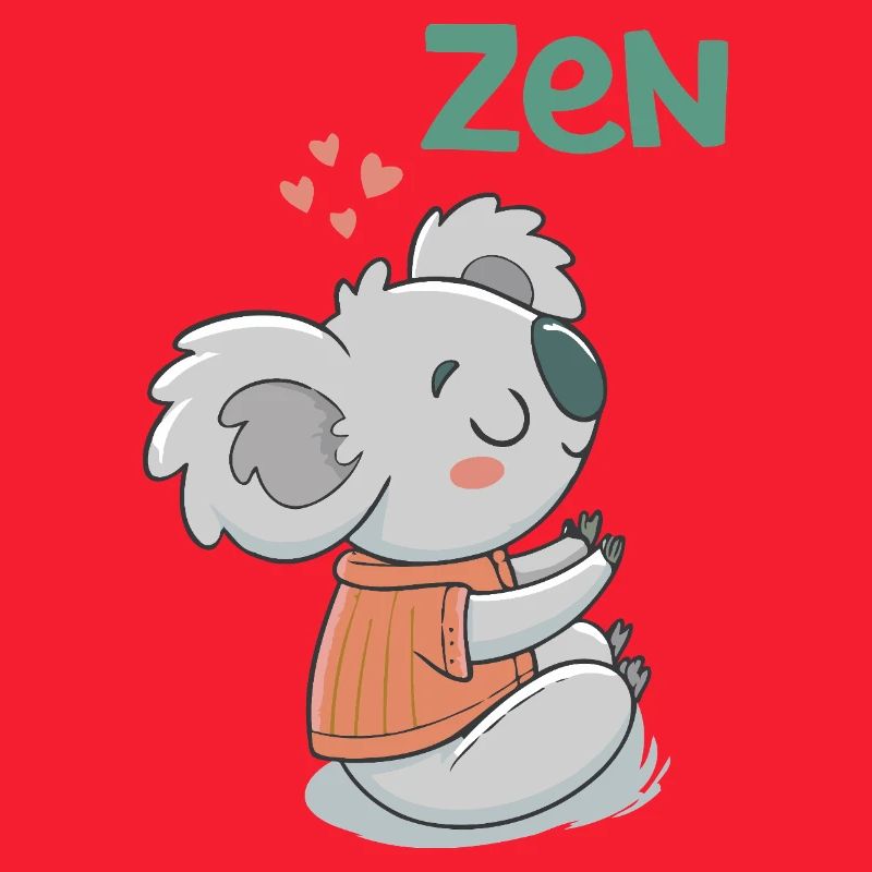 Koala Zen im orangefarbenen Pullover