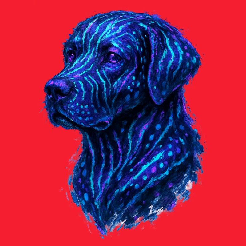 Psychedelic Neon Cane Style Labrador Retriever