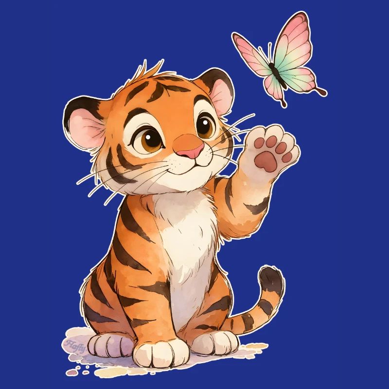 Kawaii Tiger avec papillon 🐯🦋 – Conception du tender