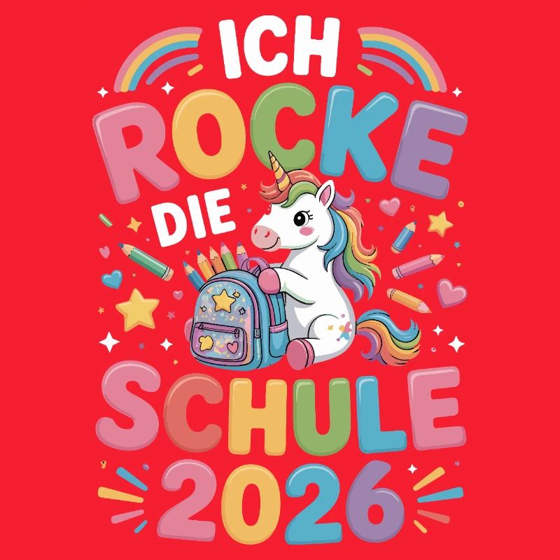  Ich Rocke Die Schule 2026 Einhorn Einschulung