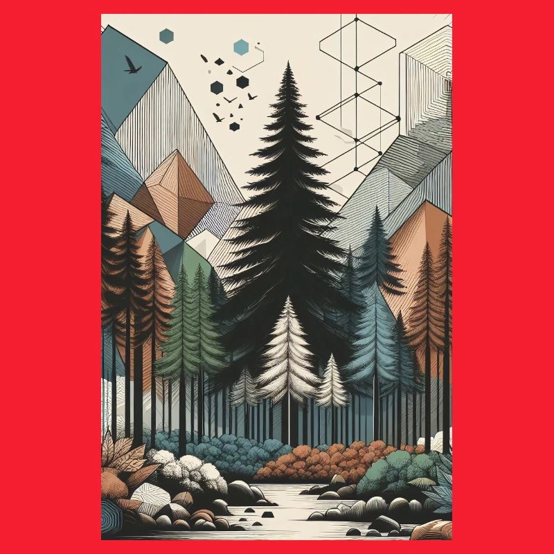 Abstract Enchanted Forest Magic and Geometry Unite