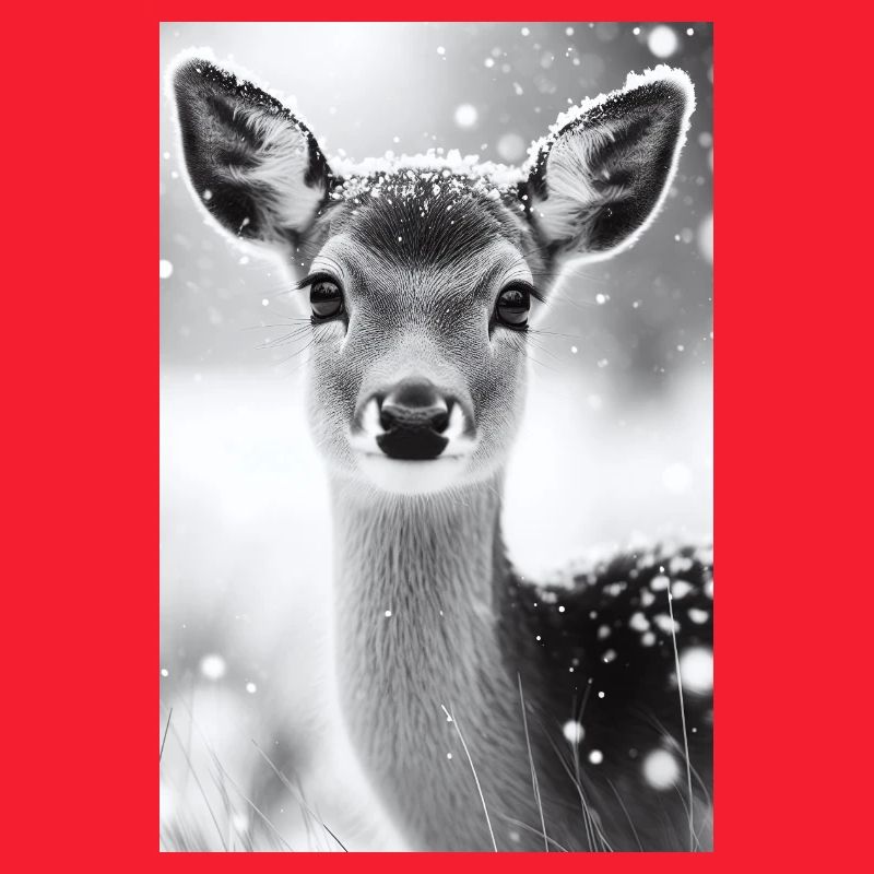 Cerf tranquille dans la forêt enneigée