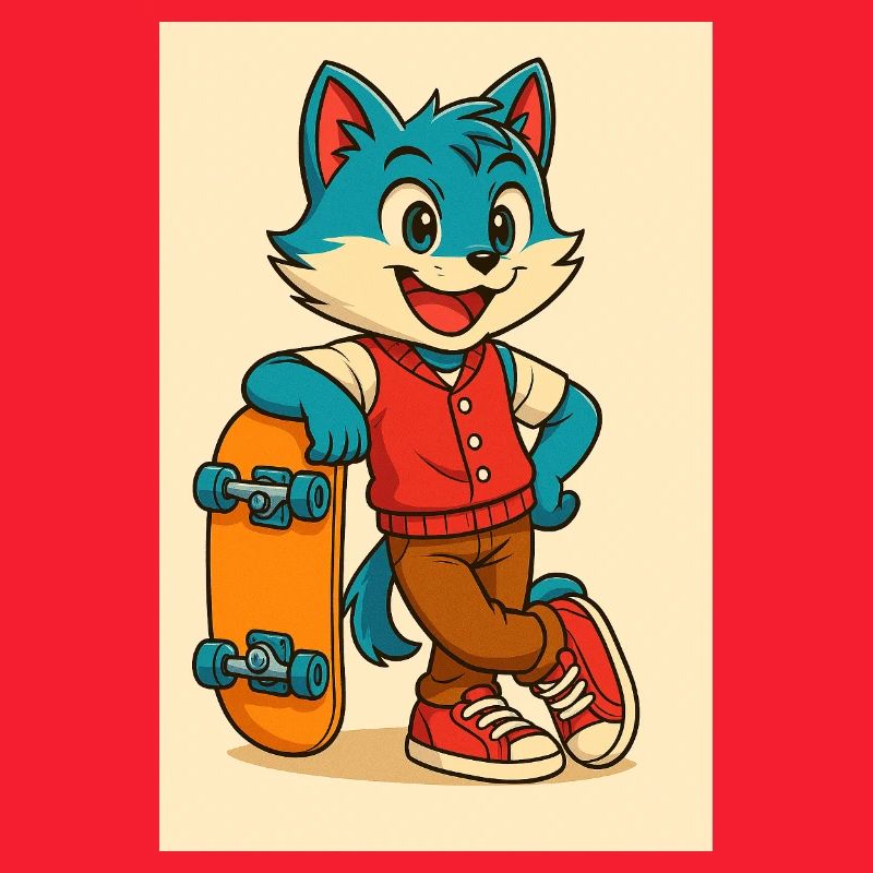 Scooter Fox mit Skateboard