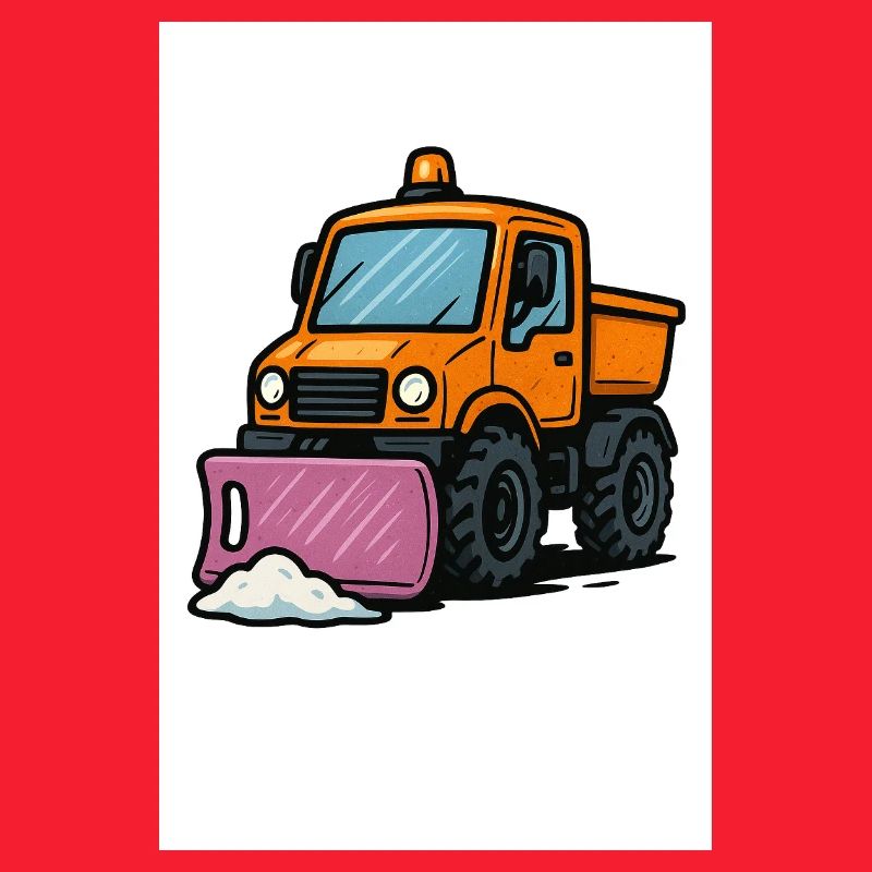 Small snow plough on construction site motif