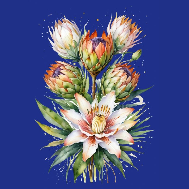 Protea Bloom Aquarell