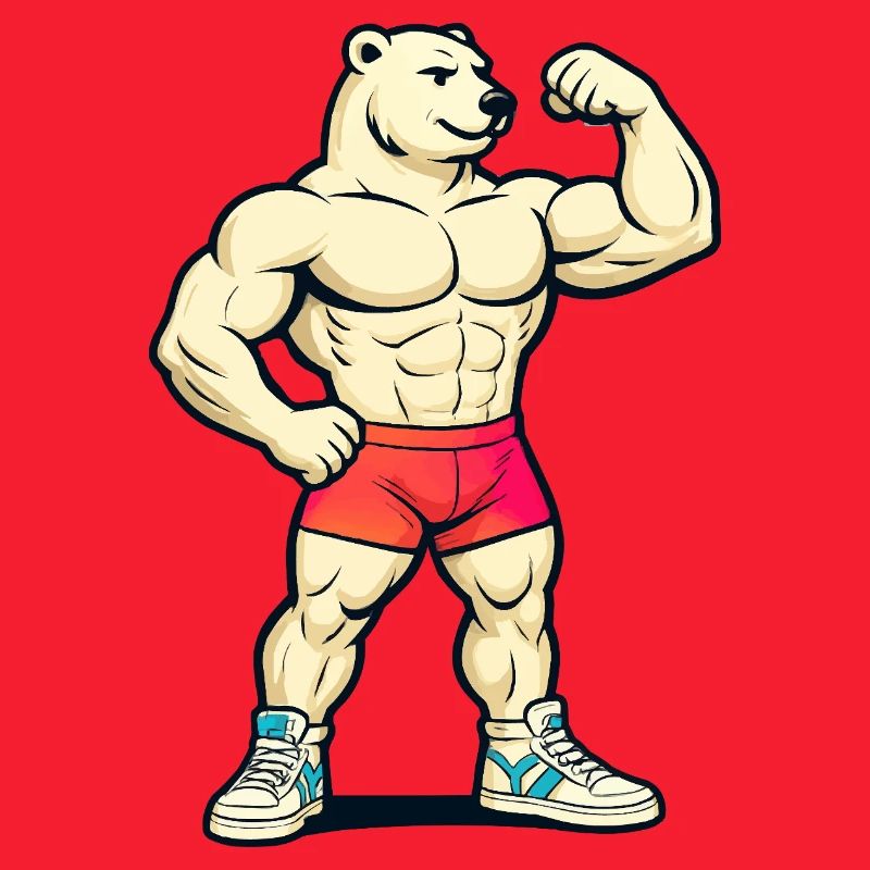 Ours musclé en short rouge