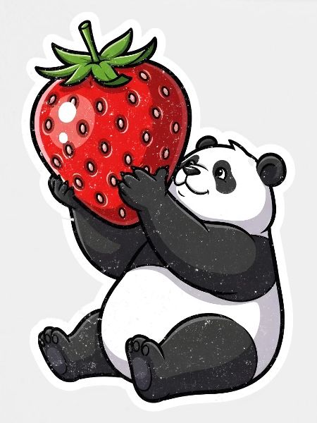 Panda Erdbeerfreund Sticker