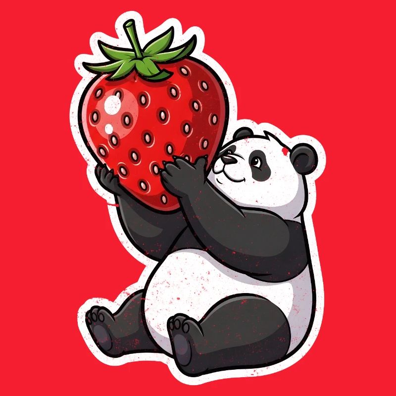 Panda Erdbeerfreund Sticker