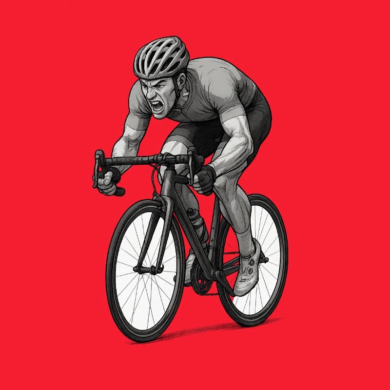 Rennrad Sprinter Comic Illustration
