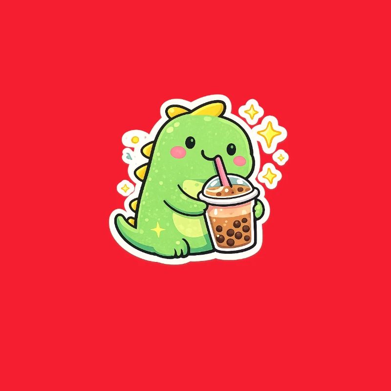 Süßer Dino mit Bubble Tea