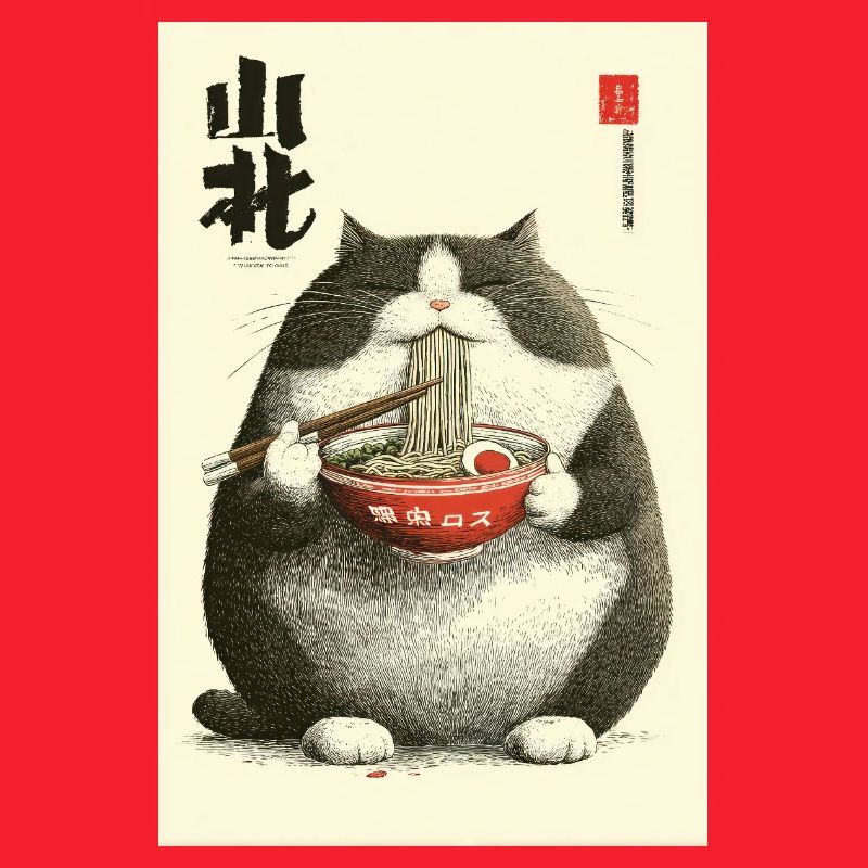 Chonky Cat Ramen Ukiyo-e