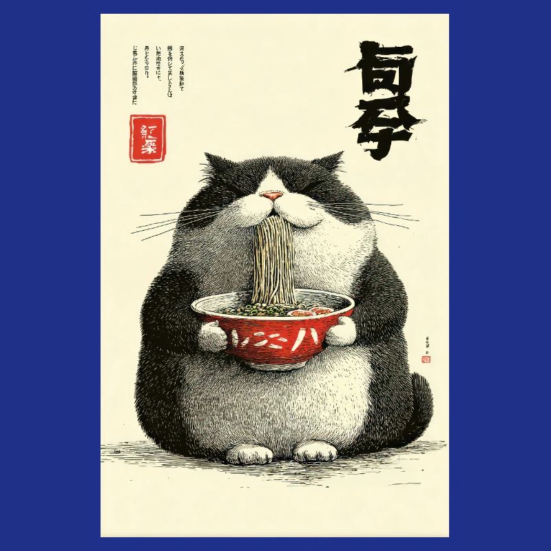 Neko-Nudelfest im Ukiyo-e-Stil